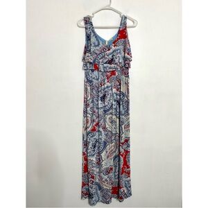 NWOT Maxi Paisley Red White & Blue Sleeveless Dress